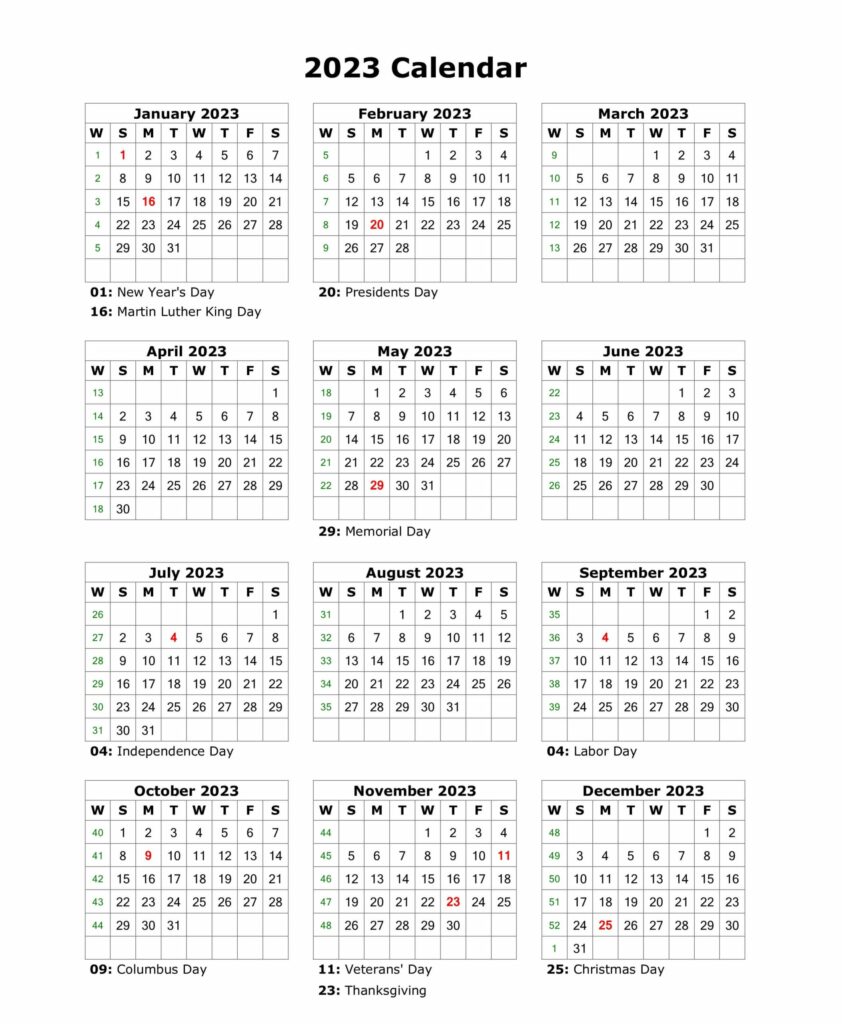 12 Month Calendar one page template