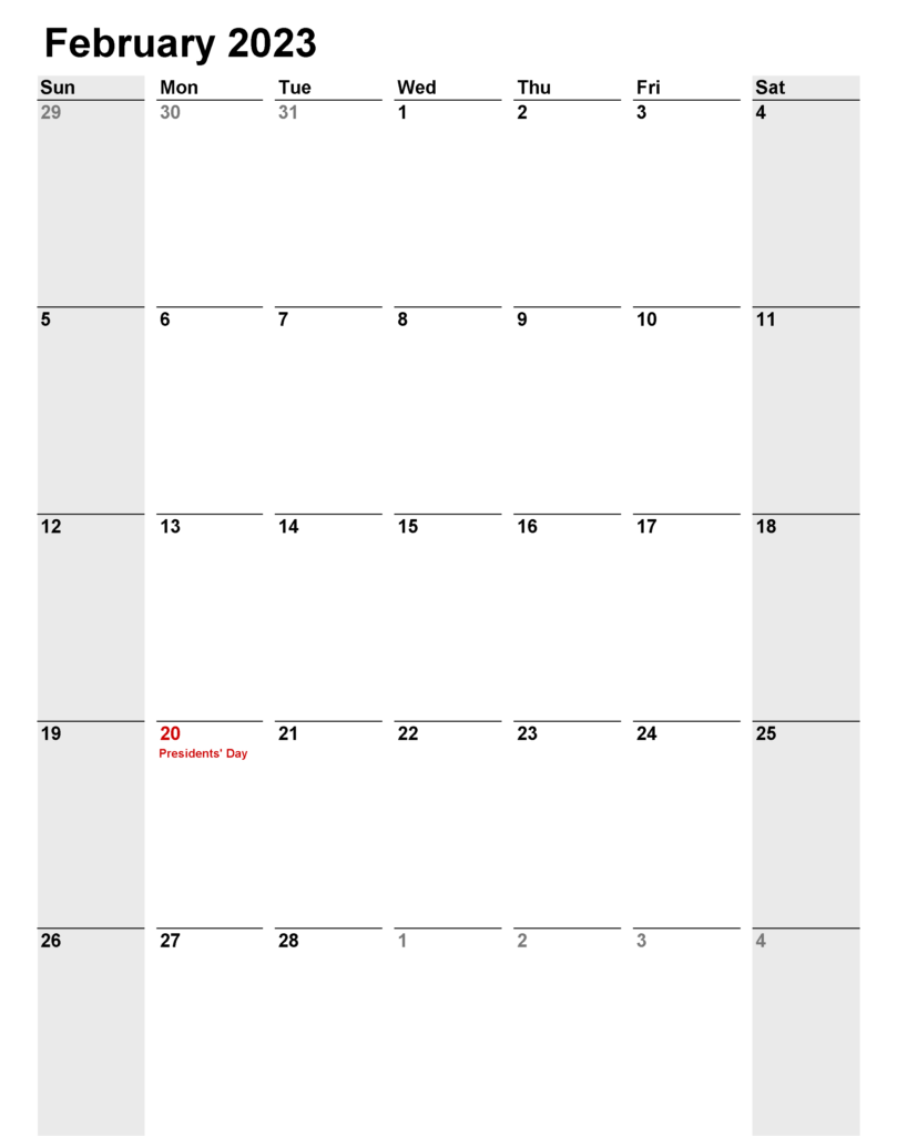 Calendar February 2023