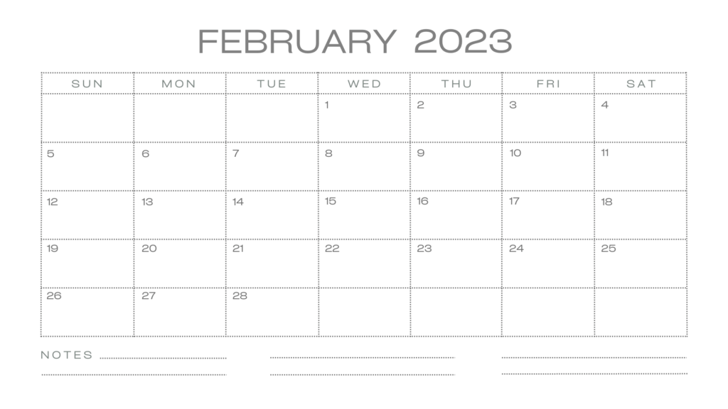 Printable February 2023 Calendar Editable with Notes