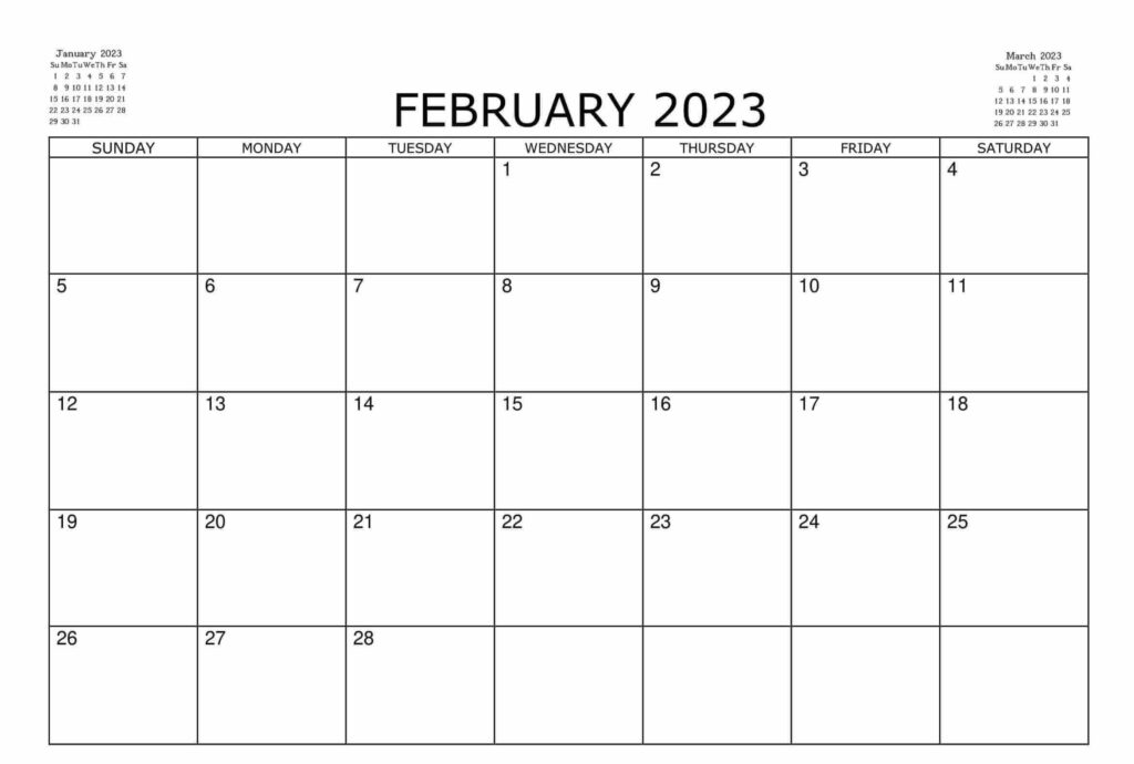 February 2023 Calendar Excel format