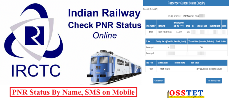 PNR Status Check Online – IRCTC Train Status 10 Digit By Name, SMS on Mobile