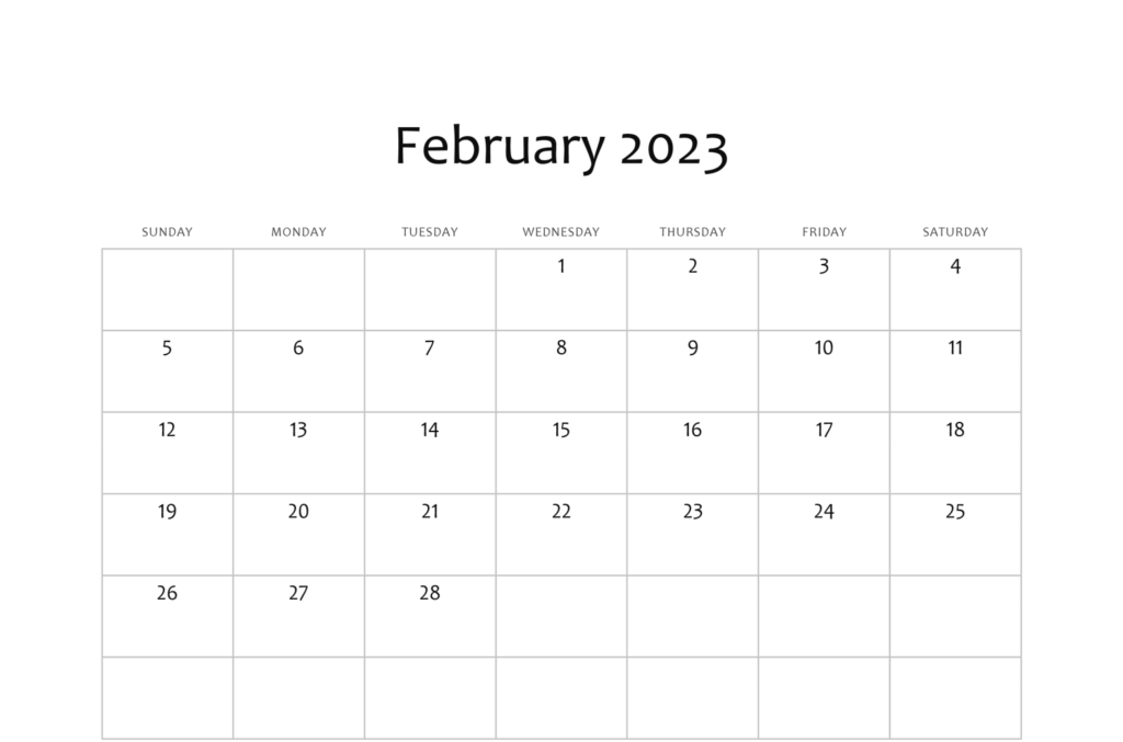 february 2023 calendar printable word