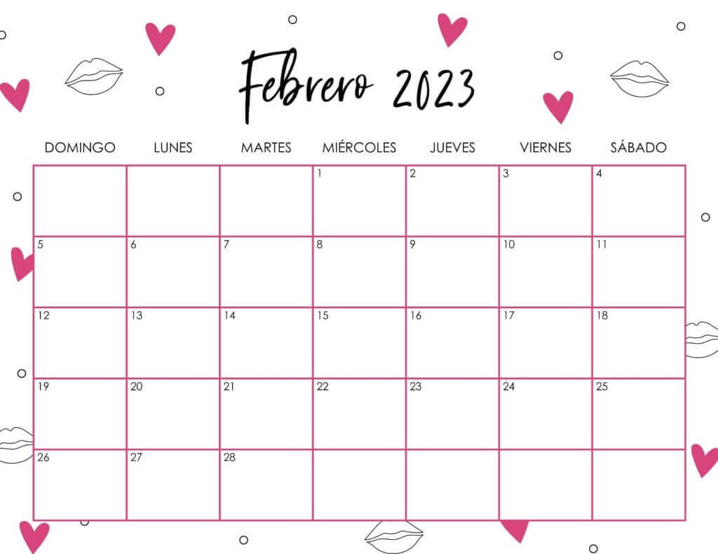 floral february 2023 cute calendar