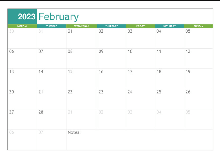 february calendar- 2023 to customize