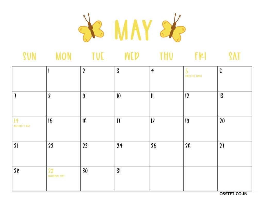 Printable May Calendar 2023 Template