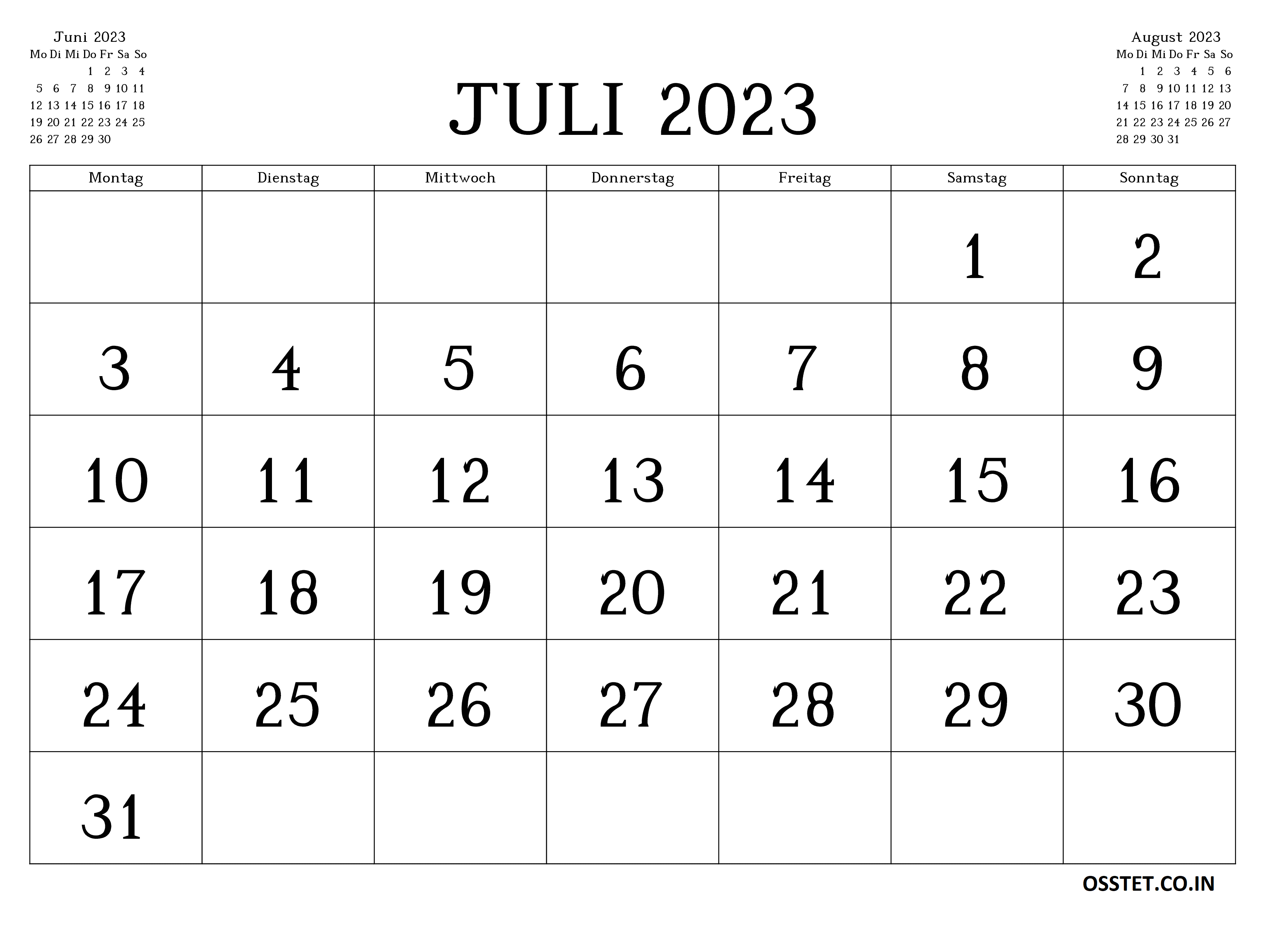 Juli 2023 Kalenderwort