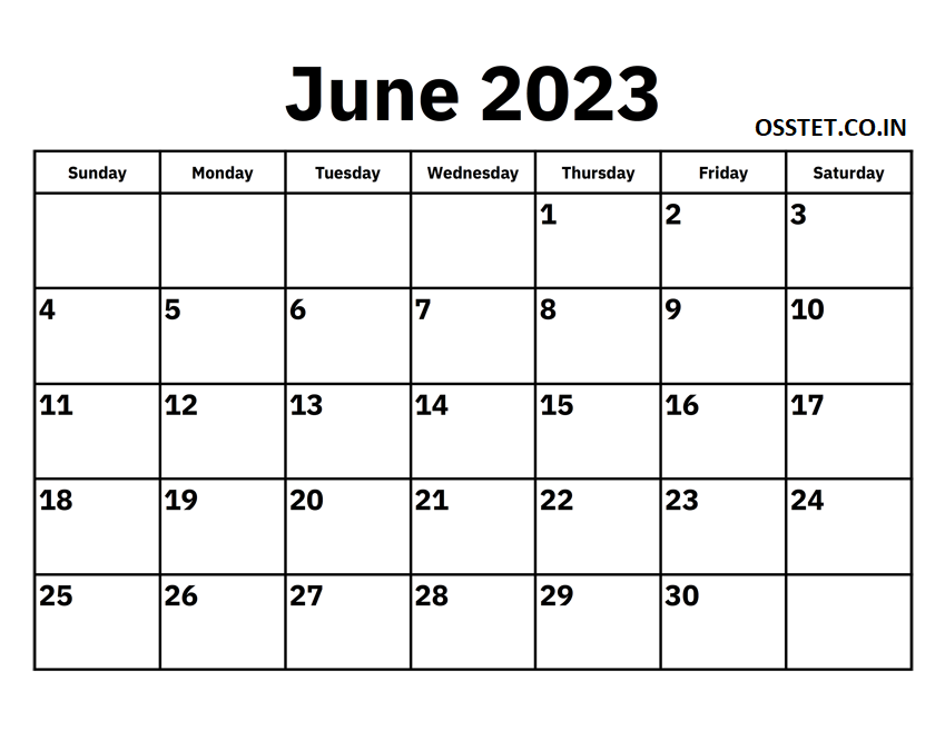 June Calendar 2023 Holidays