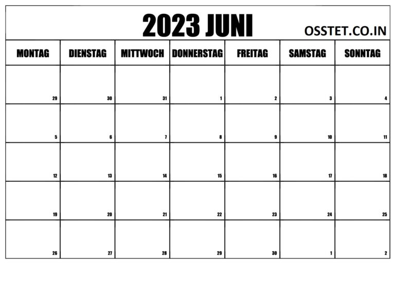 Kostenlos druckbarer Juni 2023 Kalender