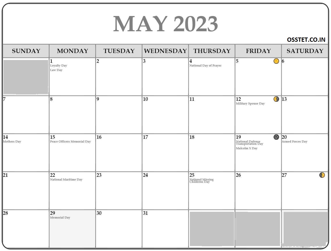 May 2023 full moon and new moon dates