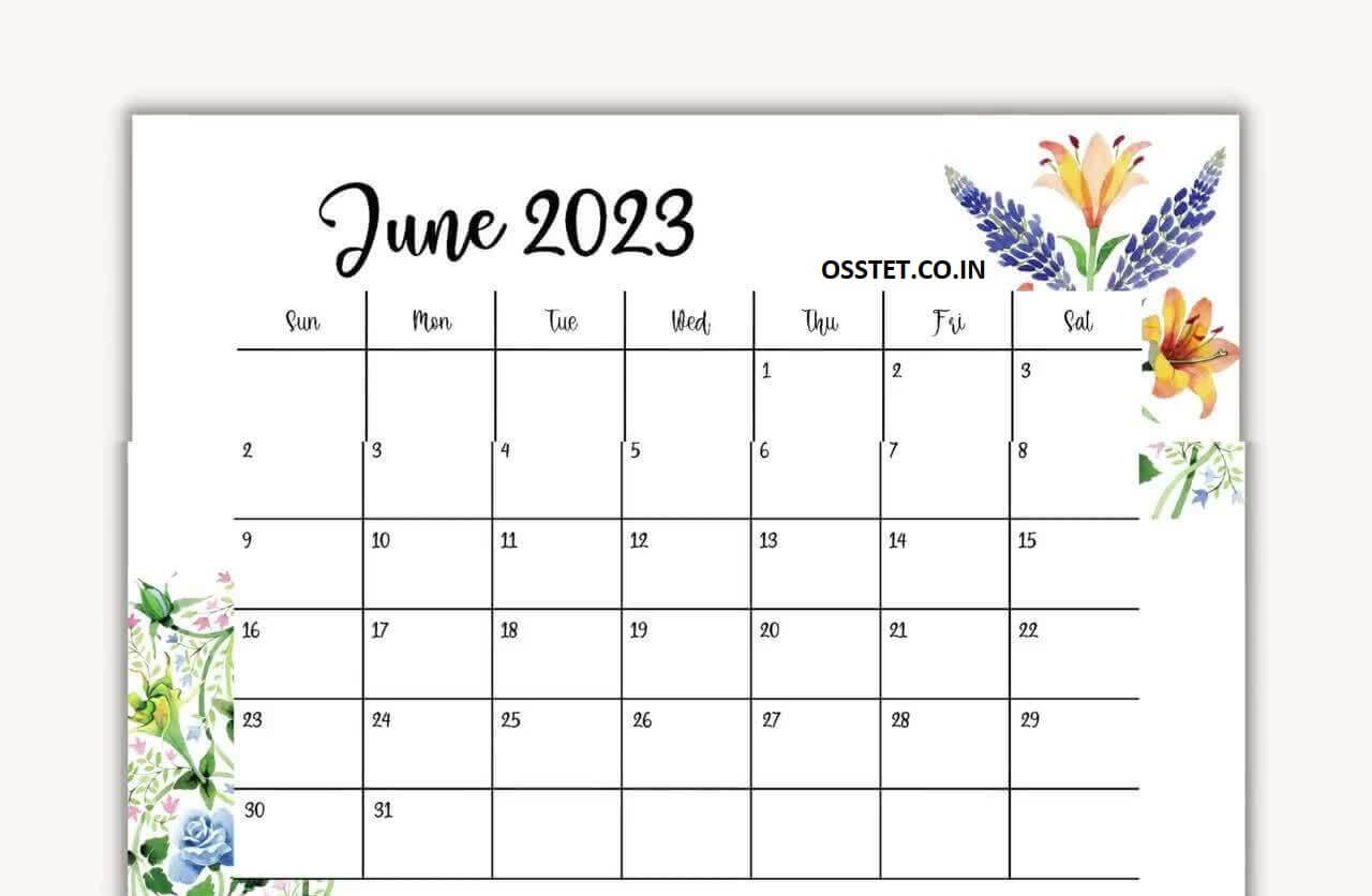 Printable Floral Calendar 2023 June