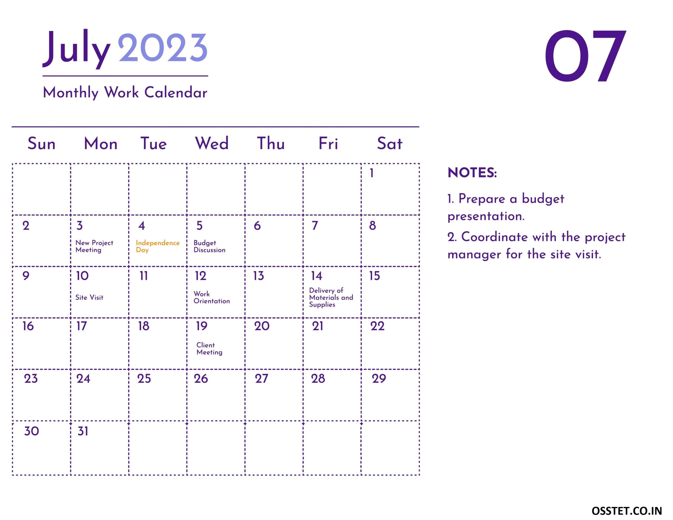 Printable July 2023 Calendar Holidays