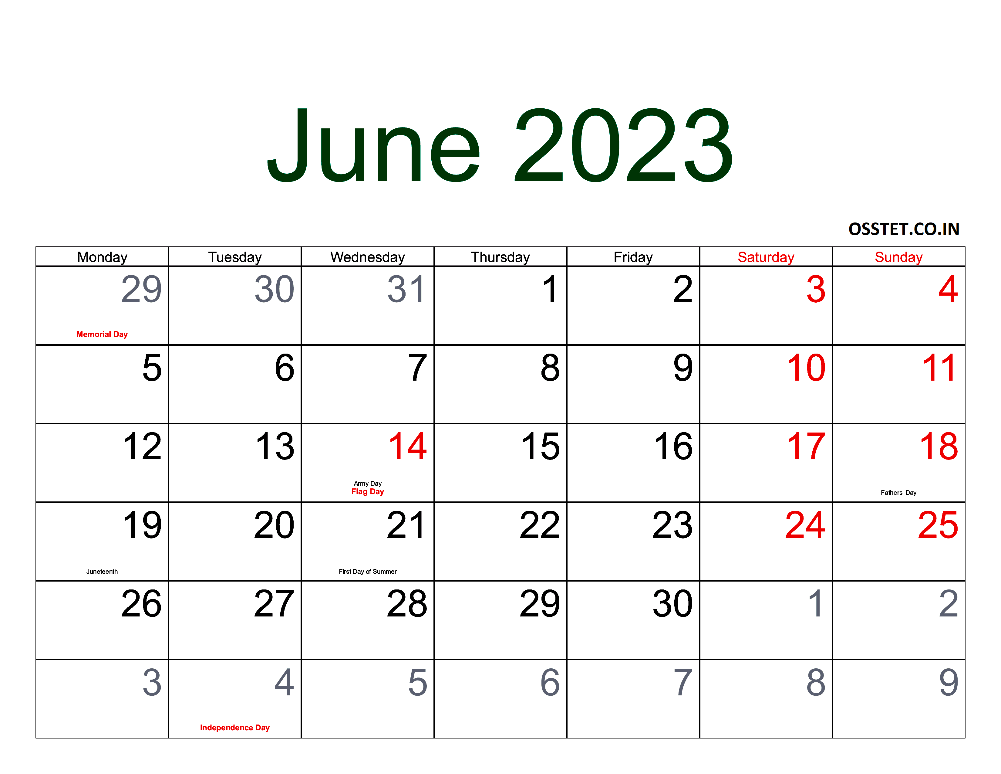 Printable June Calendar 2023 Moon Phases