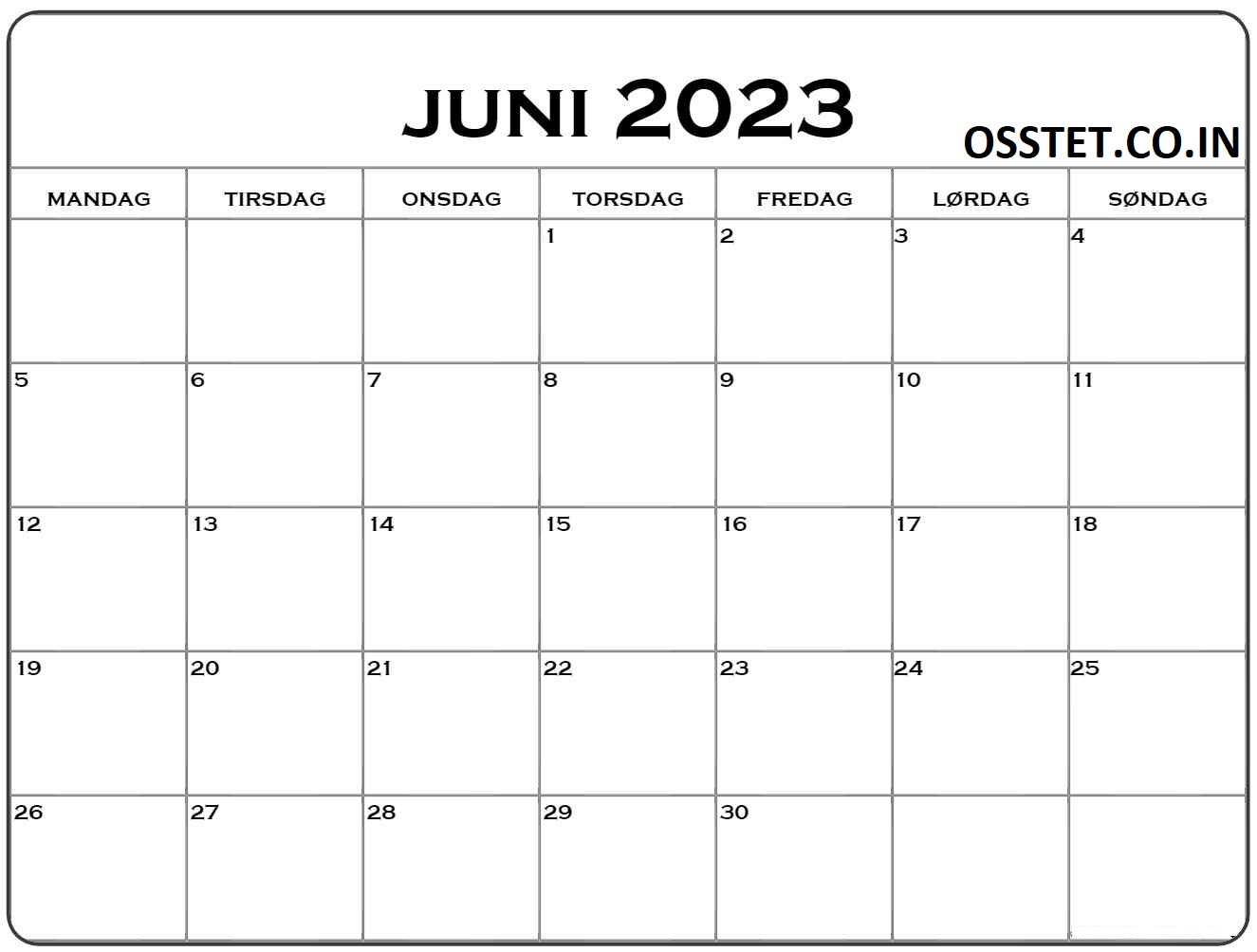 juni 2023 kalender Dansk