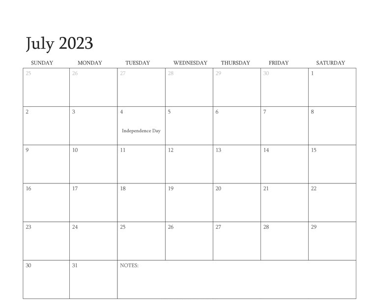 Download July 2023 Editable Calendar PDF
