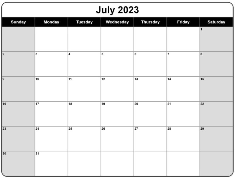 FREE! Editable July 2023 Calendar Templates
