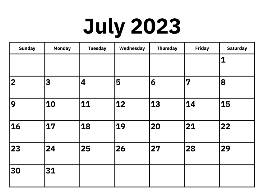 July Calendar 2023 PDF