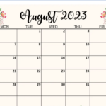 Decor August 2023 Calendar for kids, office, students, home