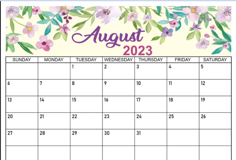 Plan Your August 2023 with Cute Floral Calendars – Perfect for Kids, Students