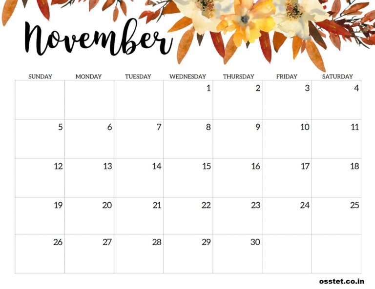 Free Printable November 2023 Calendar Template Holidays