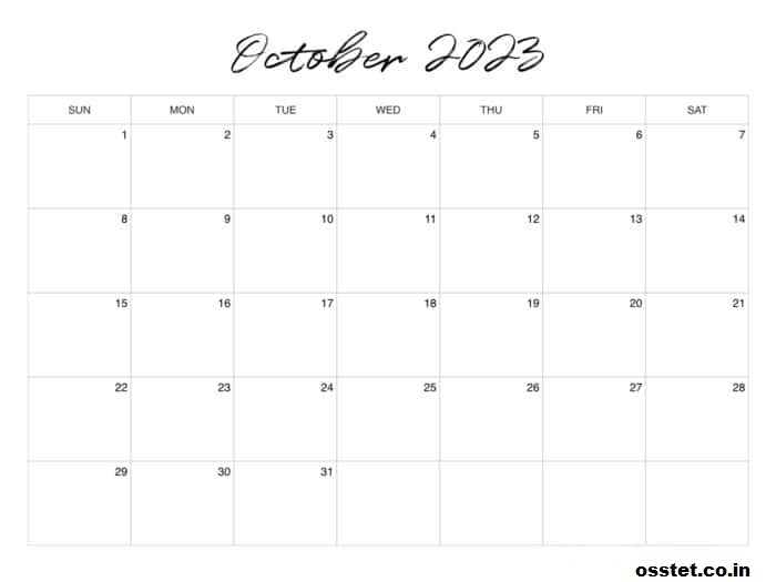 monthly calendar image October 2023