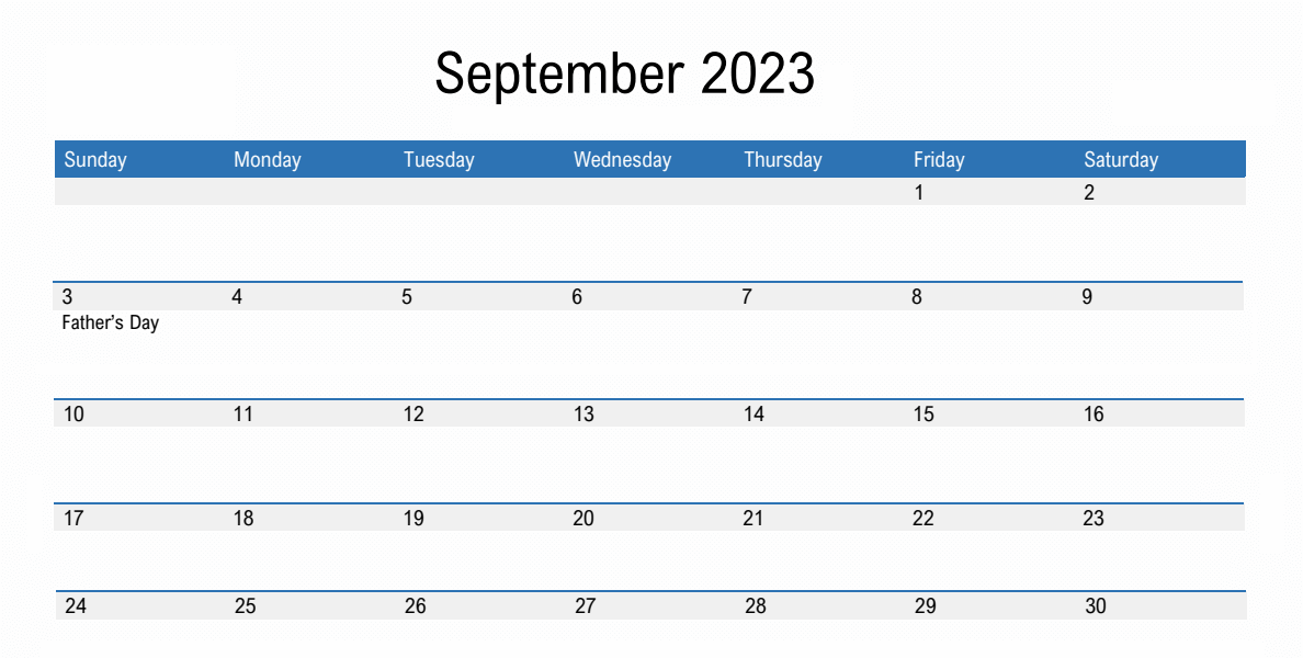 september 2023 calendar excel template