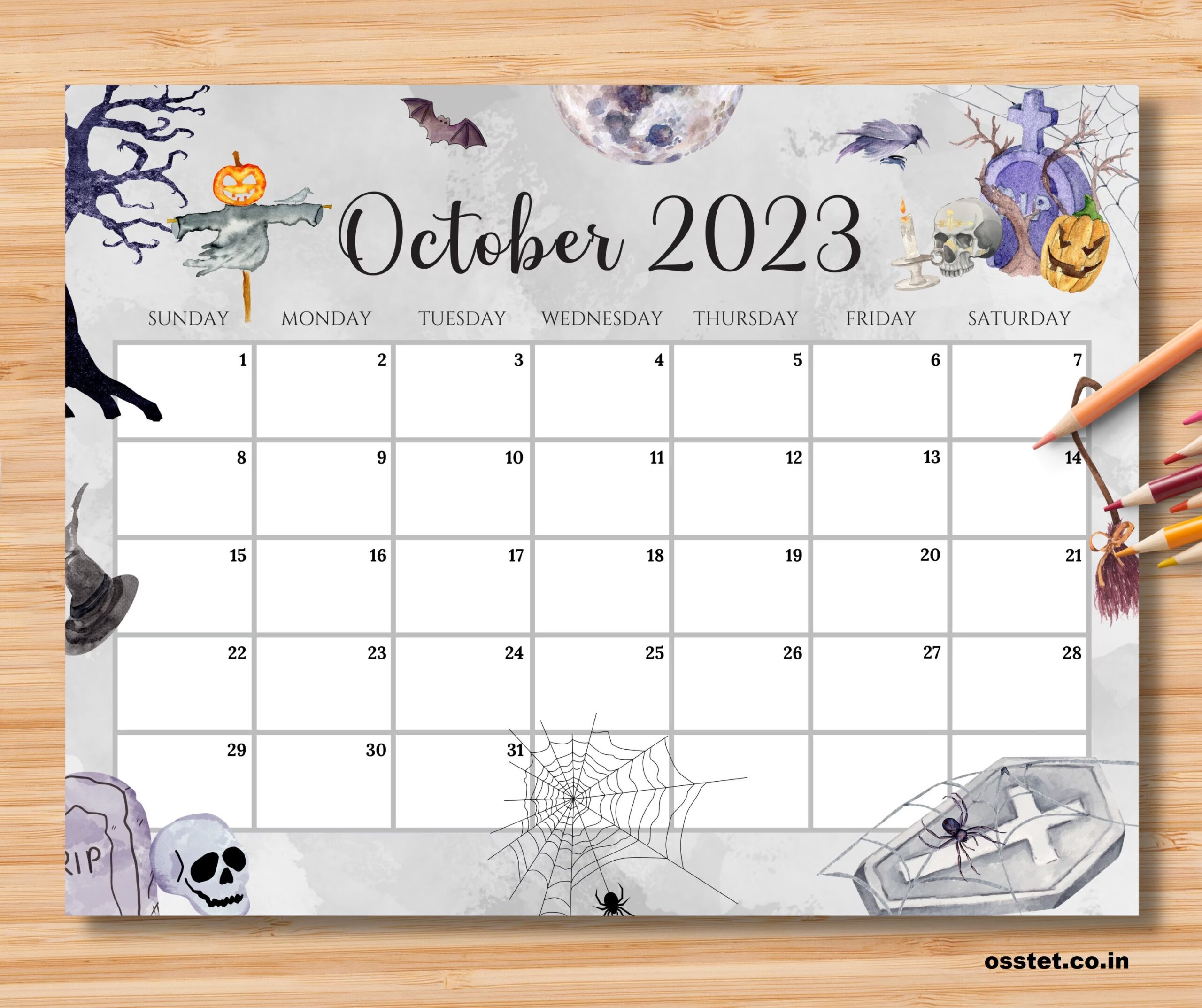 wooden hallow October calendar 2023