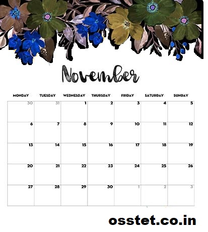 Cute November 2023 Calendar Floral Wallpaper for Desk