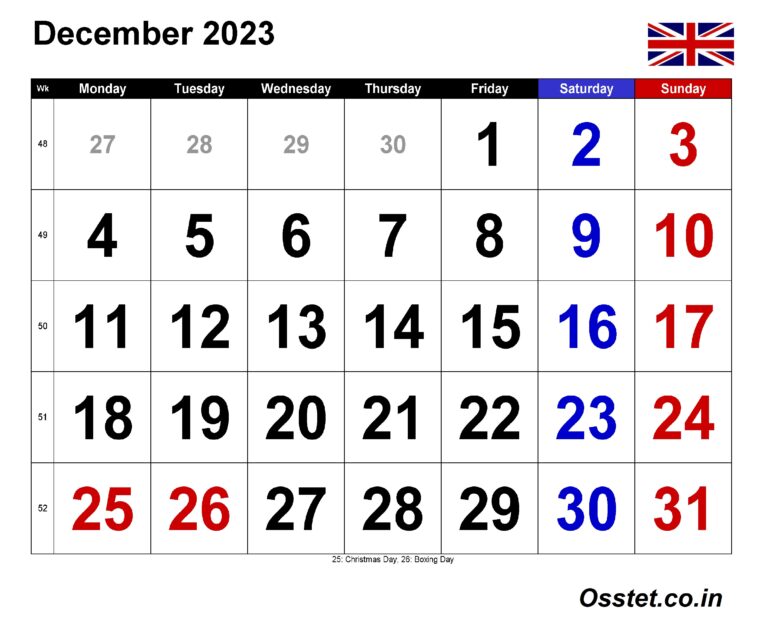 [Full List] December 2023 Calendar with Holidays USA UK Canada & More