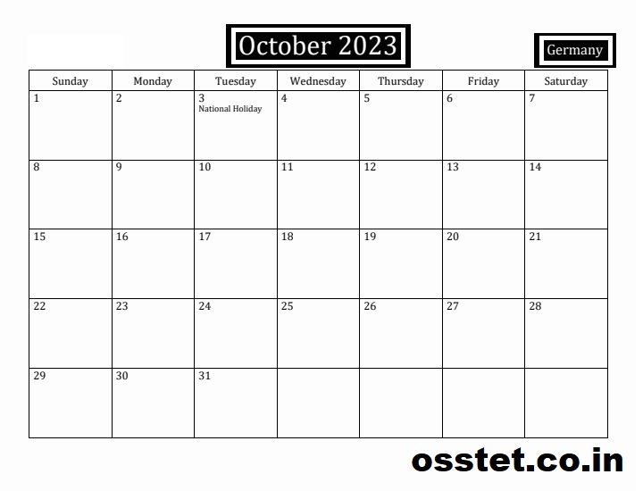 October 2023 Germany Calendar