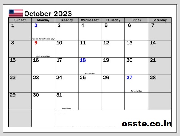 October 2023 USA Calendar