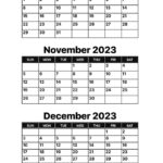 Printable 2023 October November December Calendar
