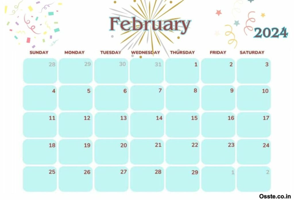February 2024 Calendar Cute PNG