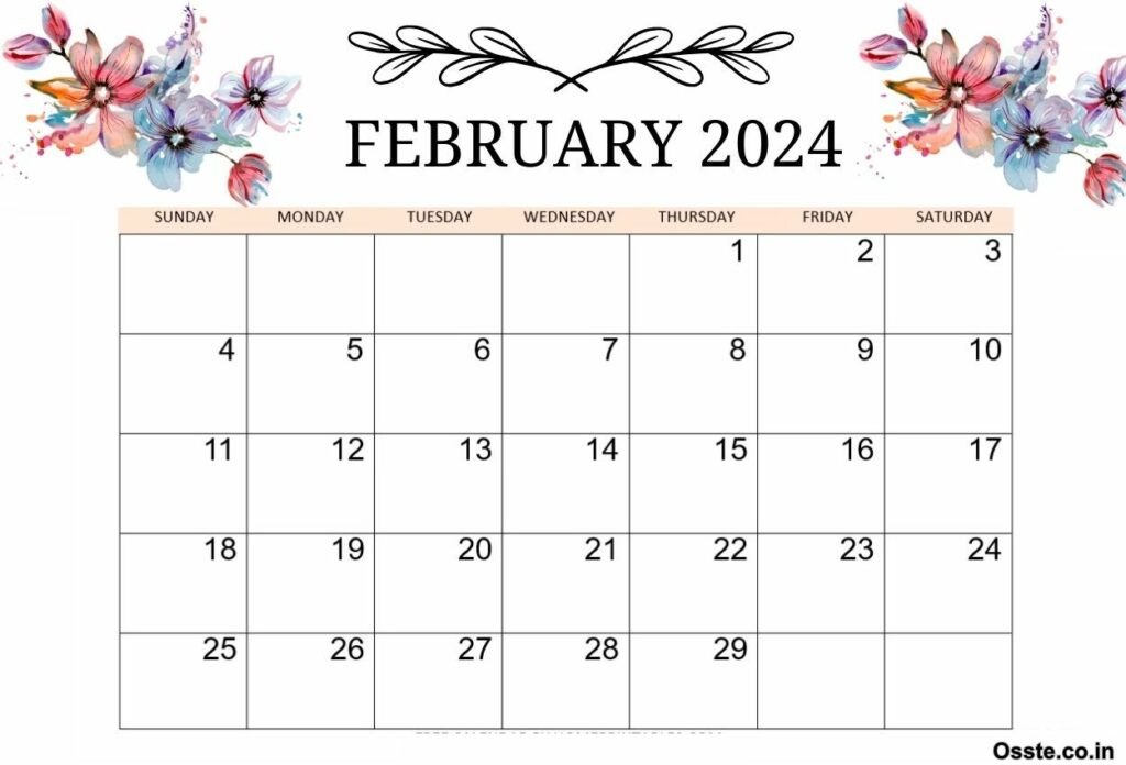 February 2024 Floral Calendar Wallpaper For Desktop