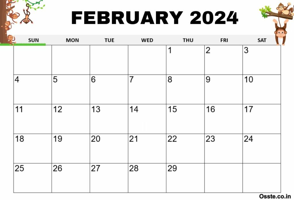 Free February 2024 Cute Calendar
