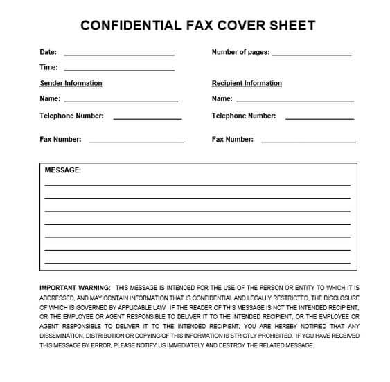 Free Printable Confidential Fax Cover Sheet Template in PDF