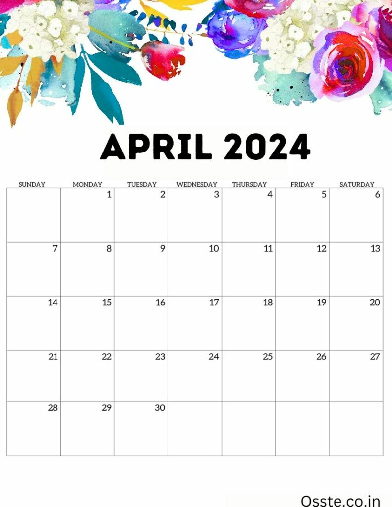 April 2024 Floral Calendar