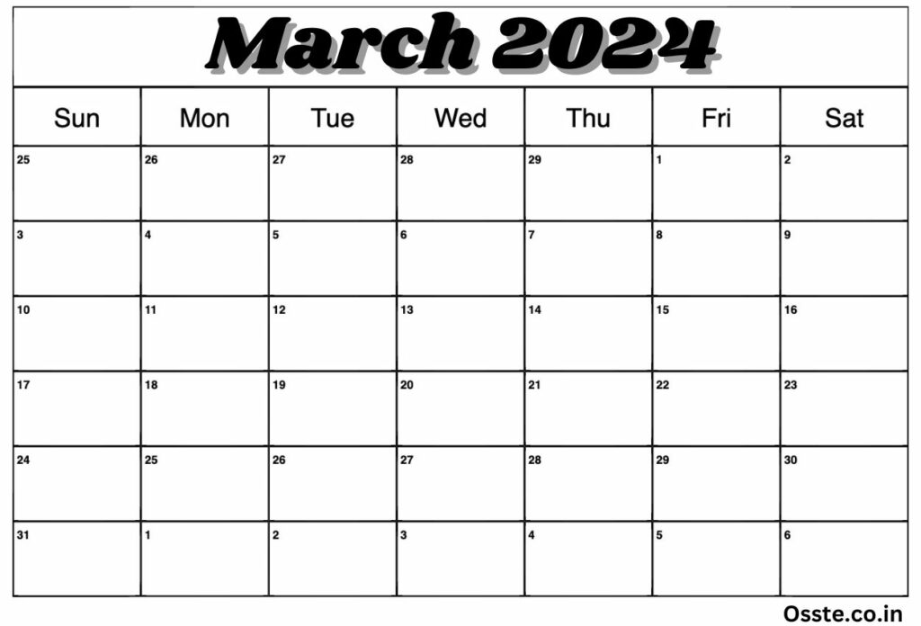 Fillable March 2024 calendar