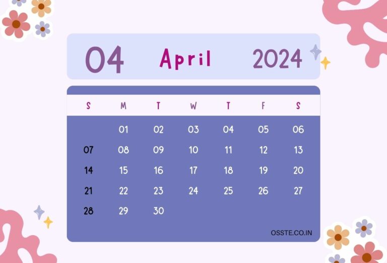 Decorative Floral April 2024 Cute Calendar For Wall & Desk