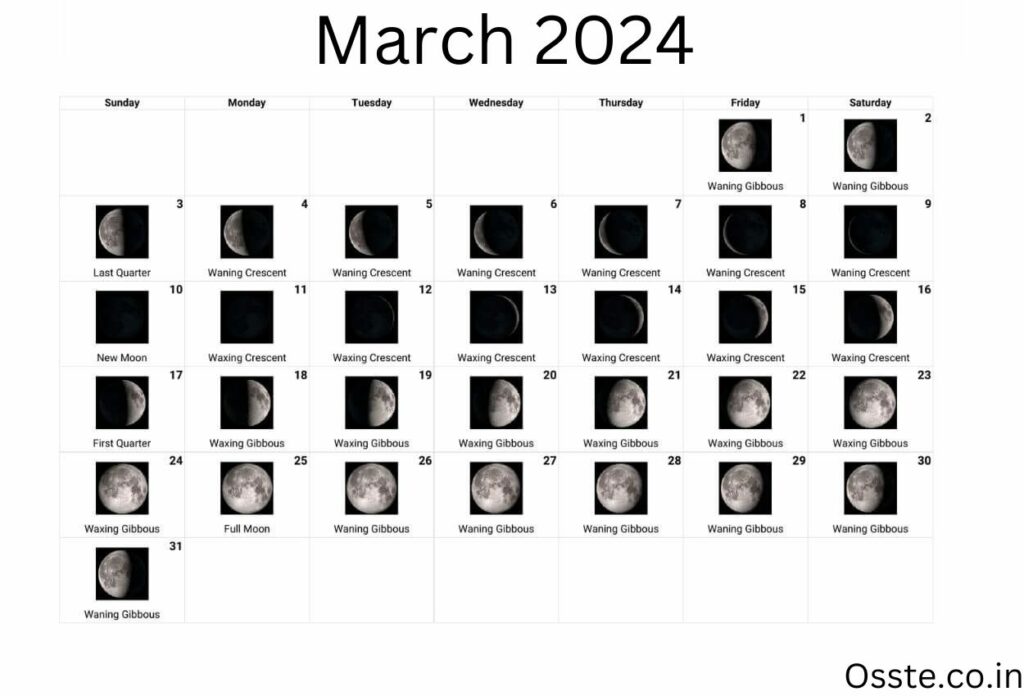 Lunar March 2024 Calendar Phases