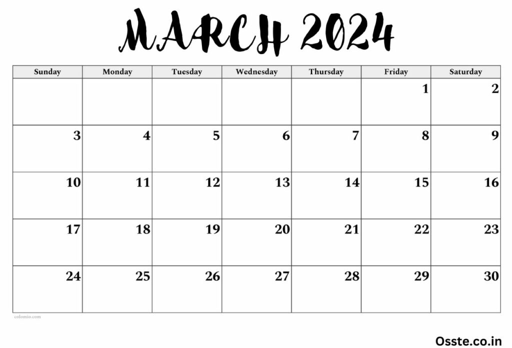 March 2024 Calendar Document