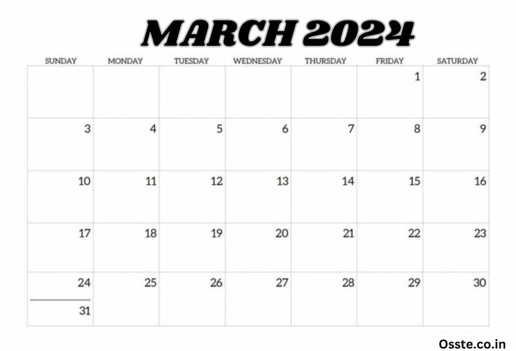 March 2024 Calendar blank page