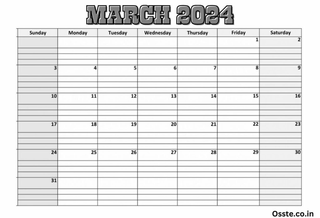 March 2024 Calendar to Edit