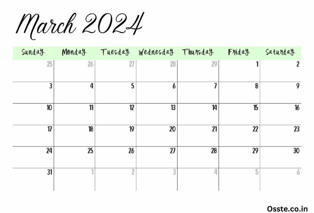 March 2024 Editable Calendar