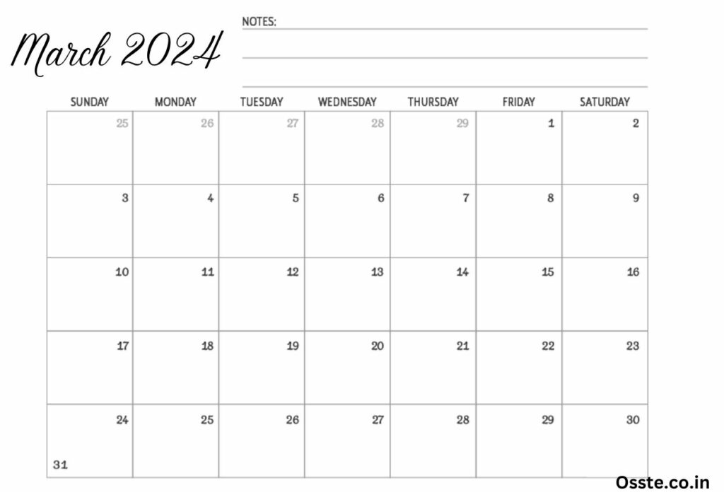 March 2024 Fillable Calendar