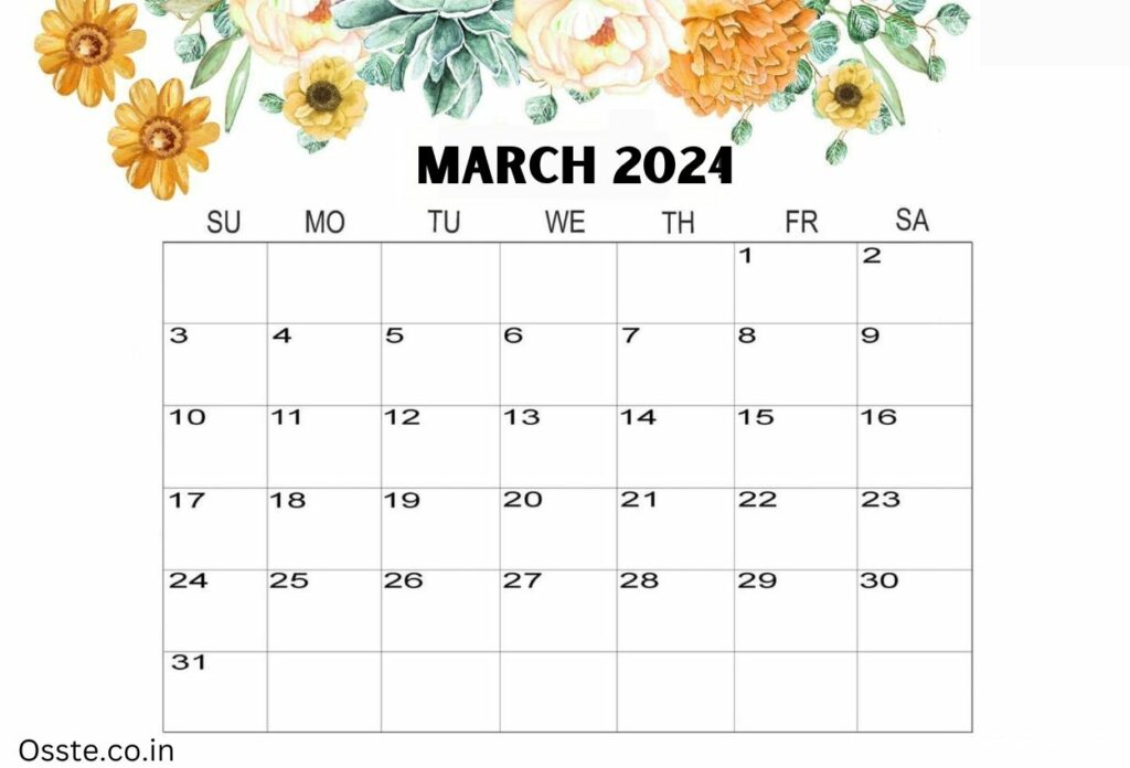 March 2024 Floral Calendar
