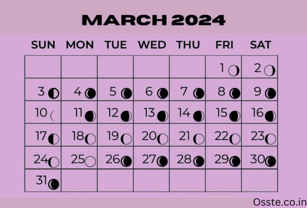 March 2024 calendar moon