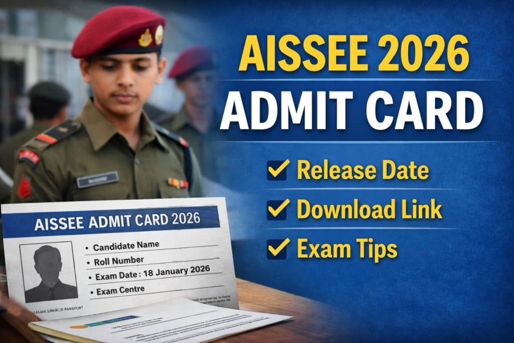 AISSEE 2026 admit card release date and download link for Sainik School entrance exam